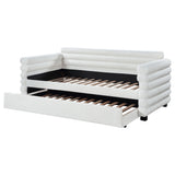Patricia Boucle Upholstered Twin Day Bed with Trundle - White
