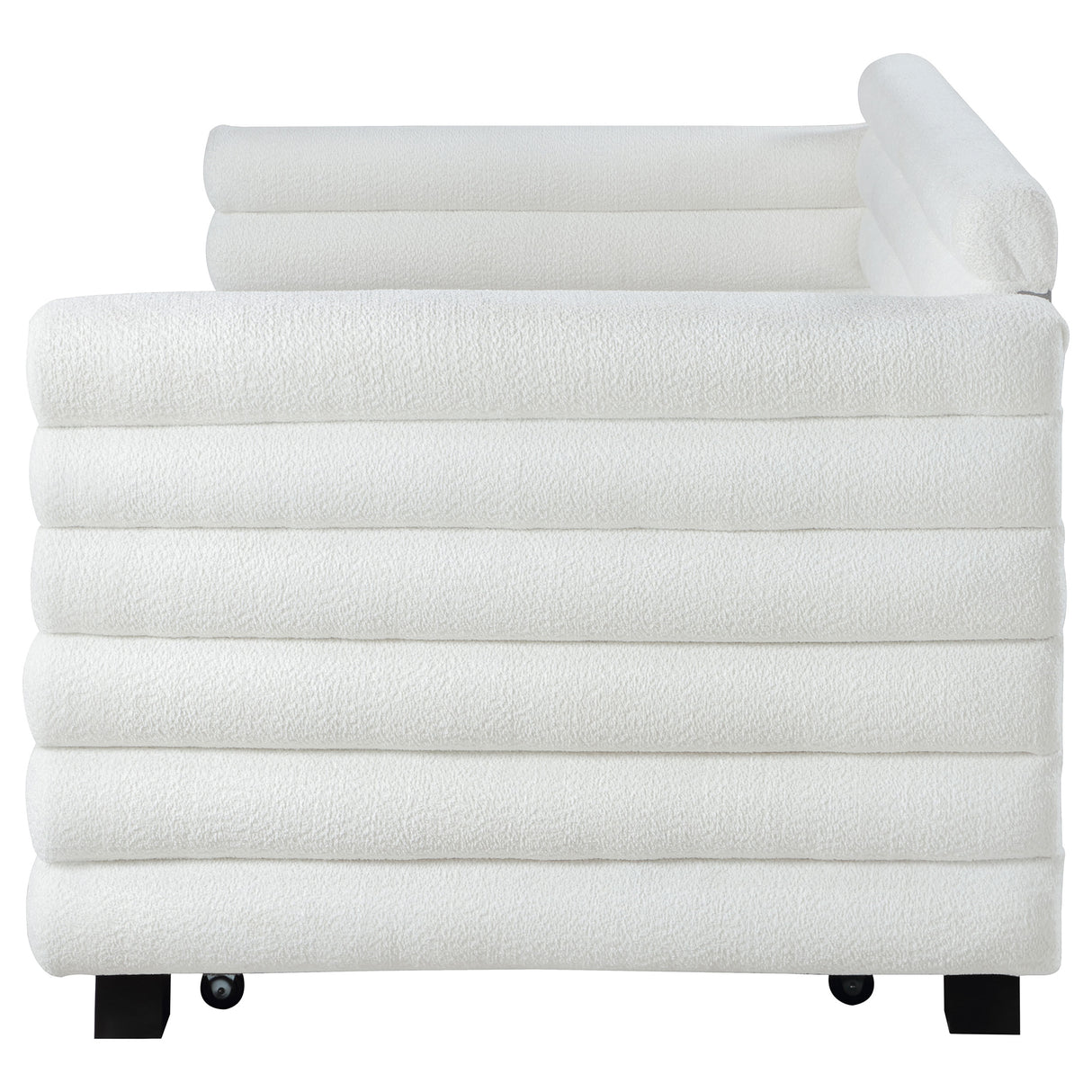 Patricia Boucle Upholstered Twin Day Bed with Trundle - White