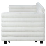 Patricia Boucle Upholstered Twin Day Bed with Trundle - White