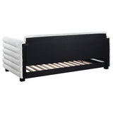 Patricia Boucle Upholstered Twin Day Bed with Trundle - White