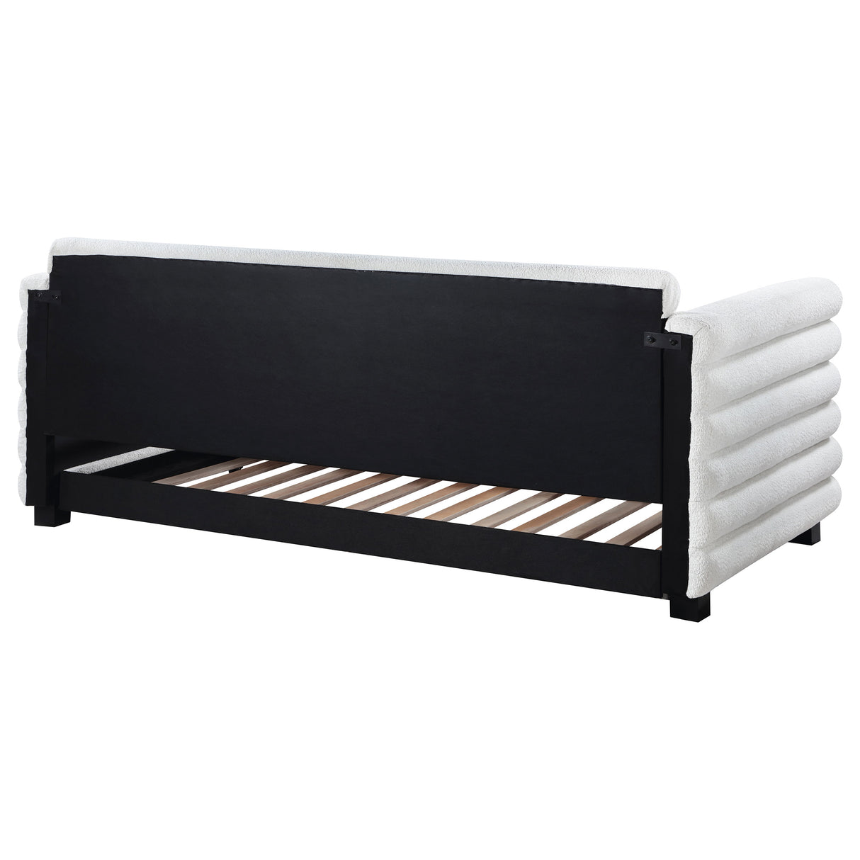 Patricia Boucle Upholstered Twin Day Bed with Trundle - White