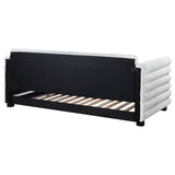 Patricia Boucle Upholstered Twin Day Bed with Trundle - White