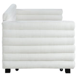 Patricia Boucle Upholstered Twin Day Bed with Trundle - White