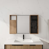 41.6" Wall Mounted Bathroom Cabinet With Soft Close Door, Storage Cabinet Featuring - Imitative Oak