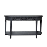 Carved Console Table With Storage Shelf For Living Room - Black