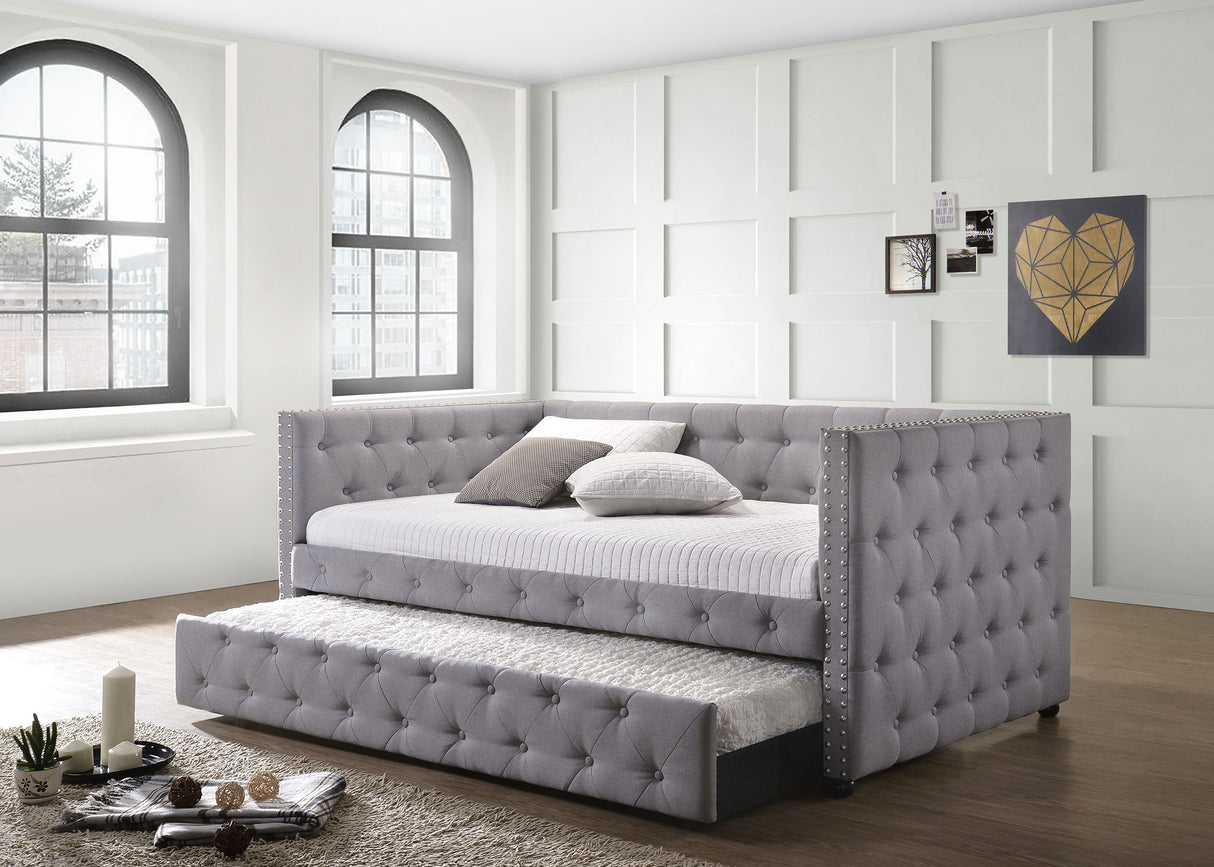 Mockern Upholstered Twin Daybed with Trundle, Grey