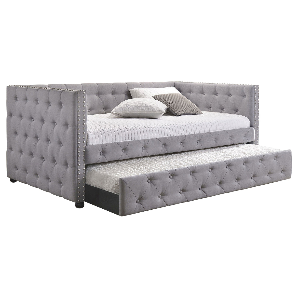 Mockern Upholstered Twin Daybed with Trundle, Grey