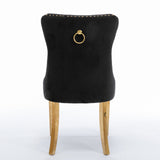 Nikki - Modern, High-End Tufted Solid Wood Contemporary Velvet Upholstered Dining Chair With Golden Stainless Steel Plating Legs, Nailhead Trim (Set of 2) - Chair Sets - Alpine Outlets