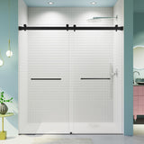 Frameless Double Sliding Soft-Close Shower Door, 3 / 8" (10Mm) Thick SGCC Tempered Glass Door, Matte