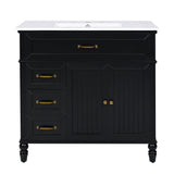 36" Bathroom Vanity With Sink, Freestanding Cabinet With Drawers, 2 Package - Black