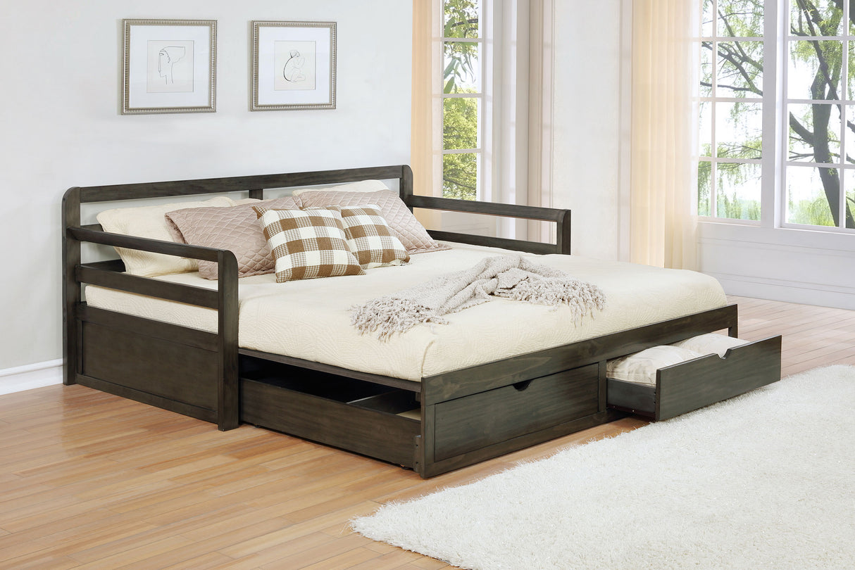 Sorrento Twin XL Daybed with Trundle and Drawers, Grey