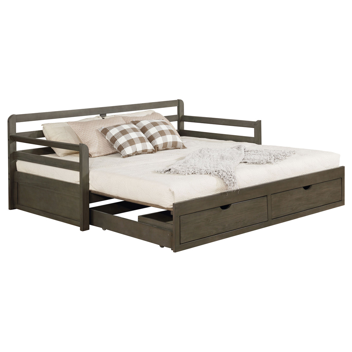 Sorrento Twin XL Daybed with Trundle and Drawers, Grey