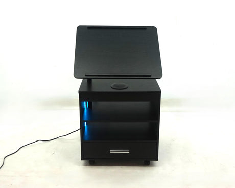 Lerma Black Ash 1-Drawer Nightstand with Bluetooth Speaker
