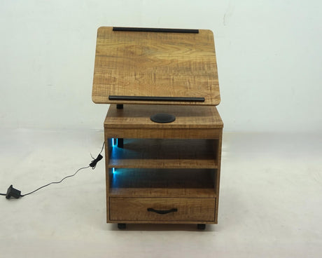 Lerma Mango 1-Drawer Nightstand with Adjustable Tray and Speaker