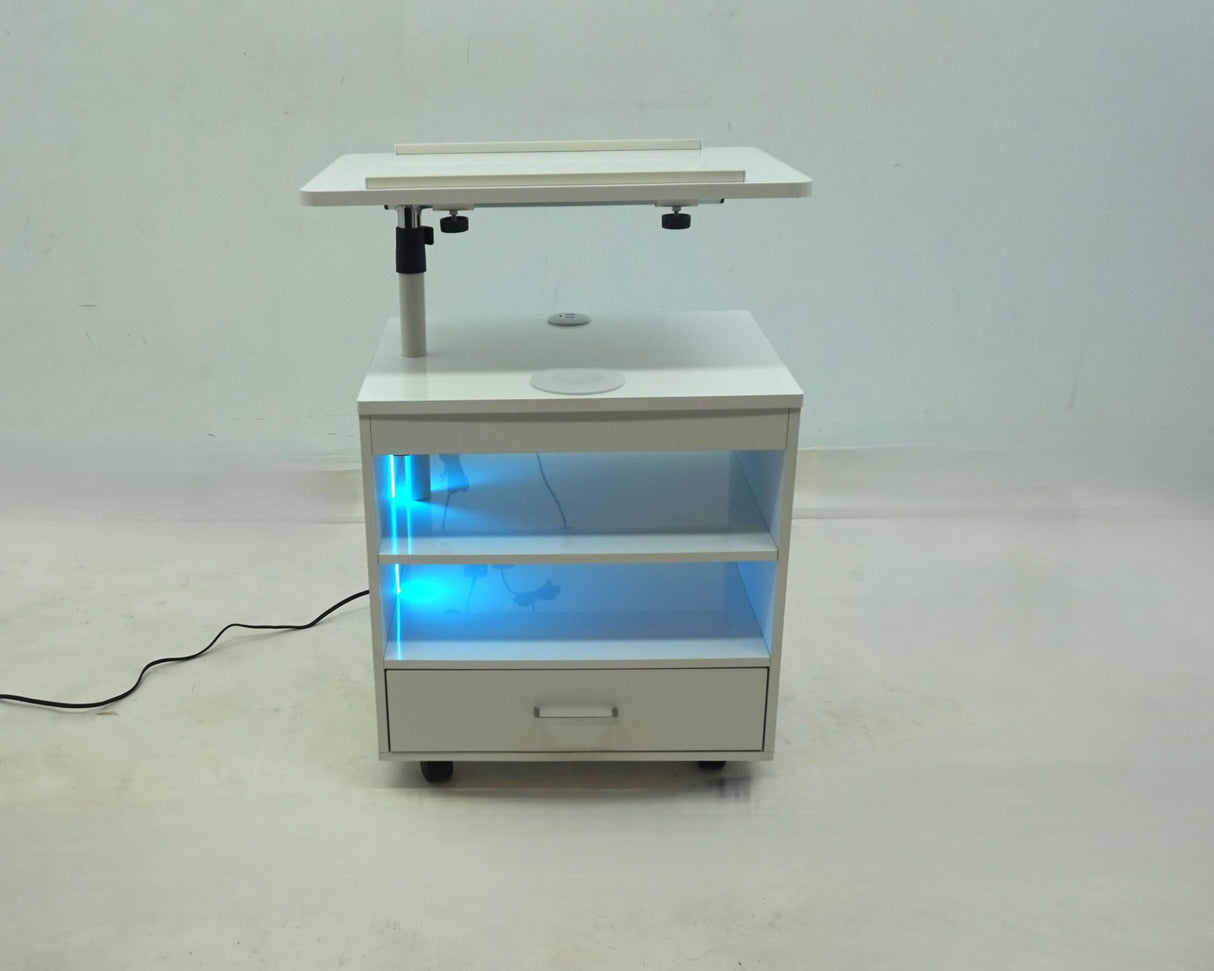 Lerma White High Gloss 1-Drawer Nightstand with Bluetooth Speaker