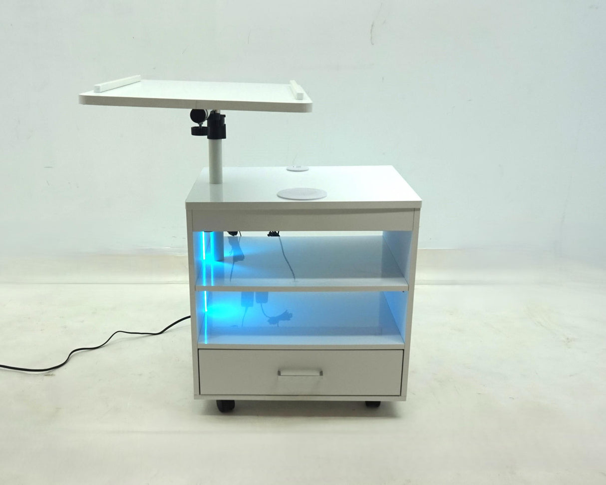 Lerma White High Gloss 1-Drawer Nightstand with Bluetooth Speaker