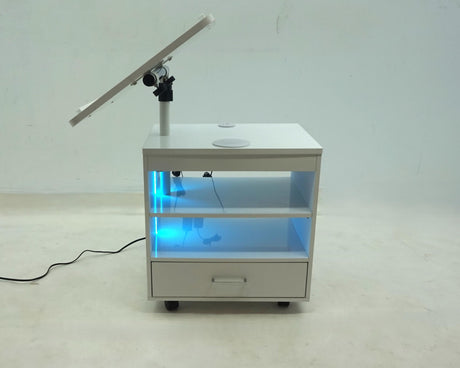 Lerma White High Gloss 1-Drawer Nightstand with Bluetooth Speaker