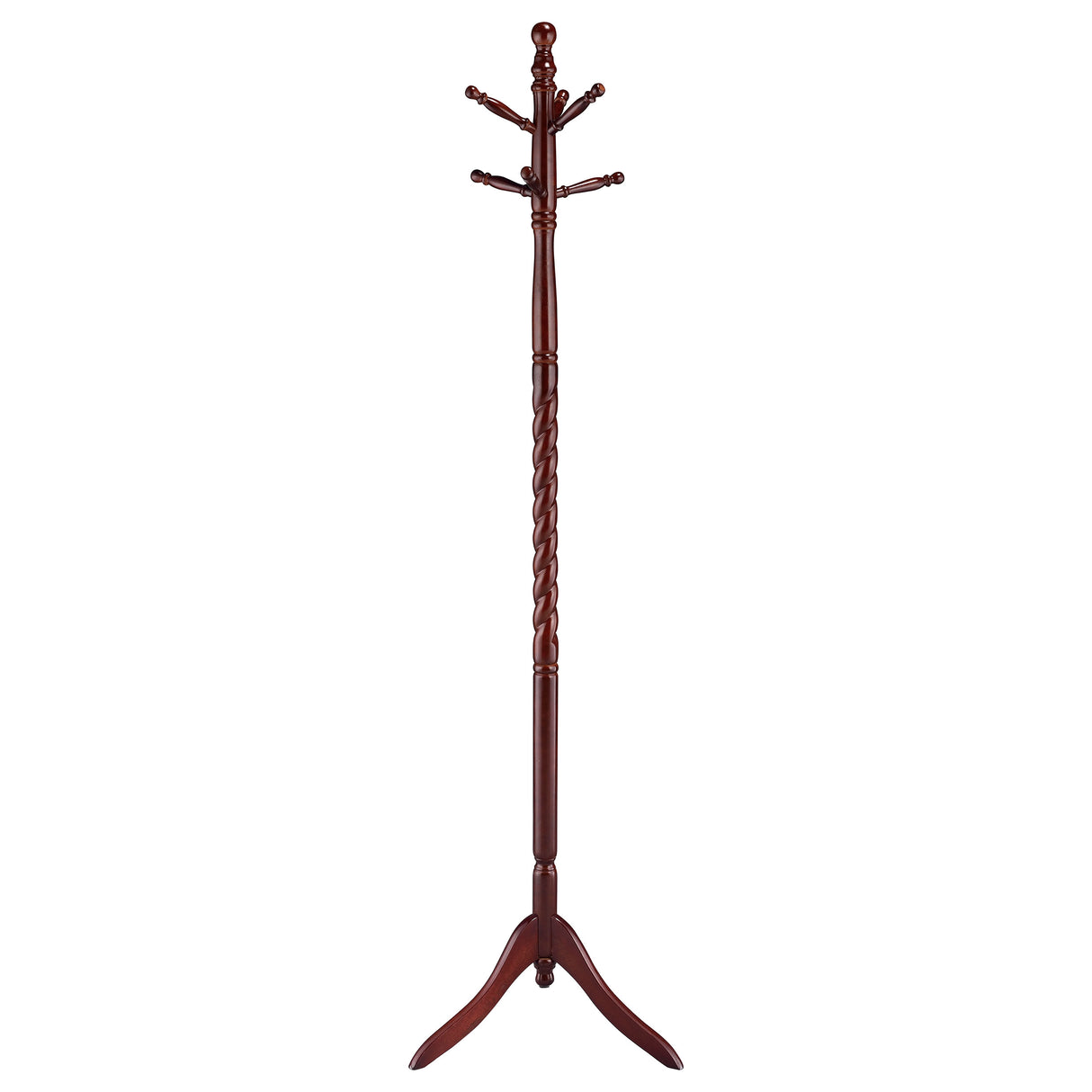 Riona 6 Hook Freestanding Wood Coat Rack, Merlot