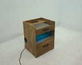 Furda 2-Drawer LED Nightstand with Bluetooth Speaker, Mango