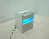 Furda 2-Drawer LED Nightstand with Bluetooth Speaker, White High Gloss