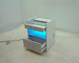 Furda 2-Drawer LED Nightstand with Bluetooth Speaker, White High Gloss