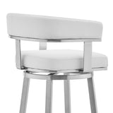 Lorin - 26" Faux Leather And Brushed Stainless Steel Swivel Bar Stool - White