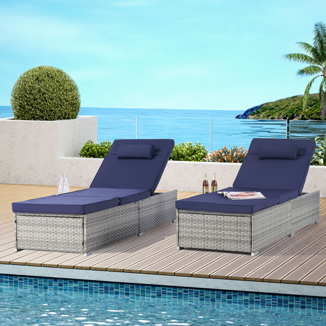Outdoor Sofa Pe Rattan Furniture Deck Chair - Gray - Chaises - Alpine Outlets