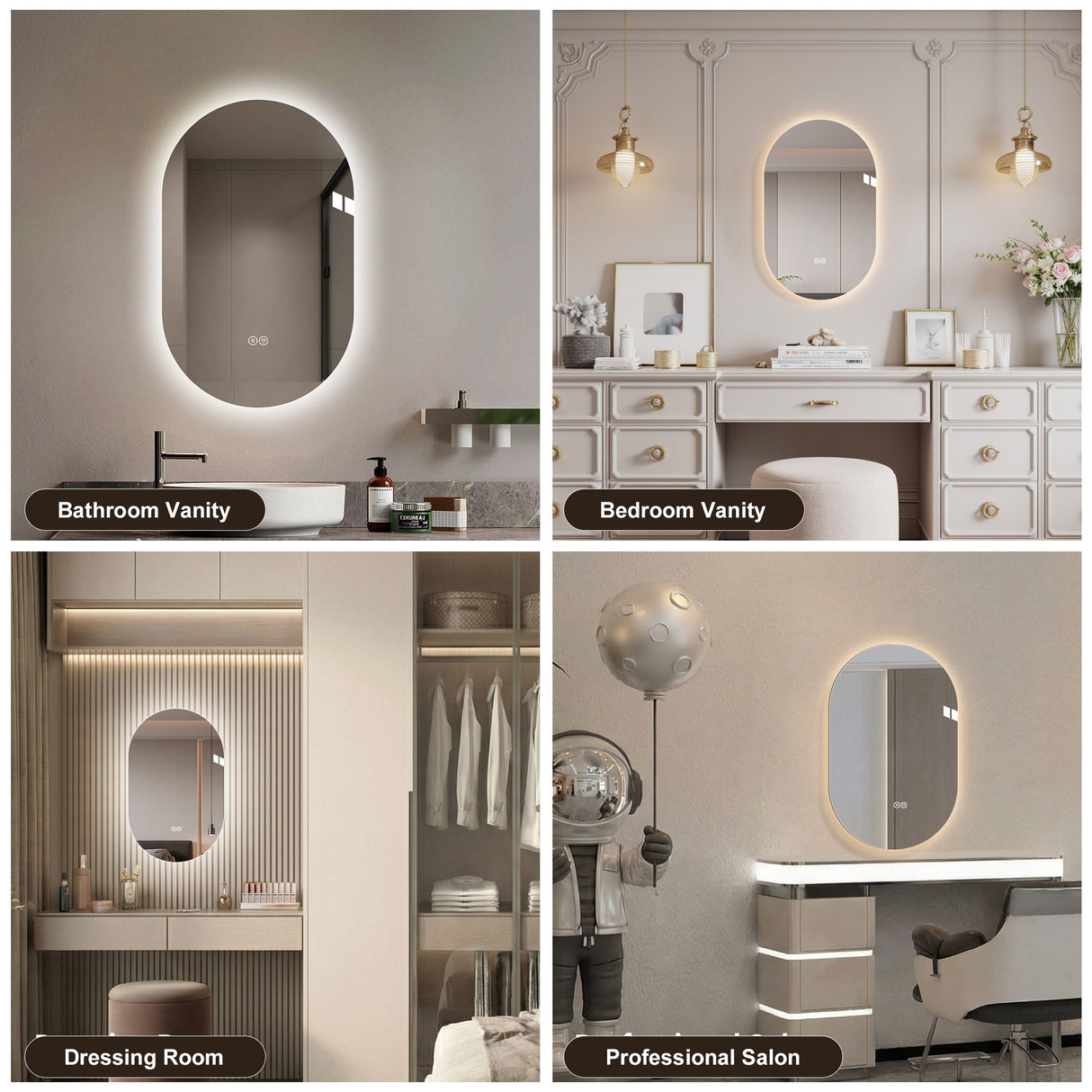 Smart Wall Mounted LED Touch Screen Mirror With Anti-Fog Function And Adjustable Lighting