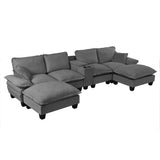 Modular Cloud Couch Sofa With Cup Holders & Storage, USB Port