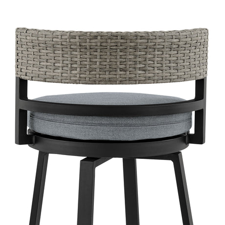 Encinitas - 5 Piece Bar Outdoor Patio Table Set With Cushions - Gray