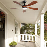 52" Ceiling Fan With 3 Color Dimmable LED Light, 5 Blades, Remote Control, Reversible DC Motor