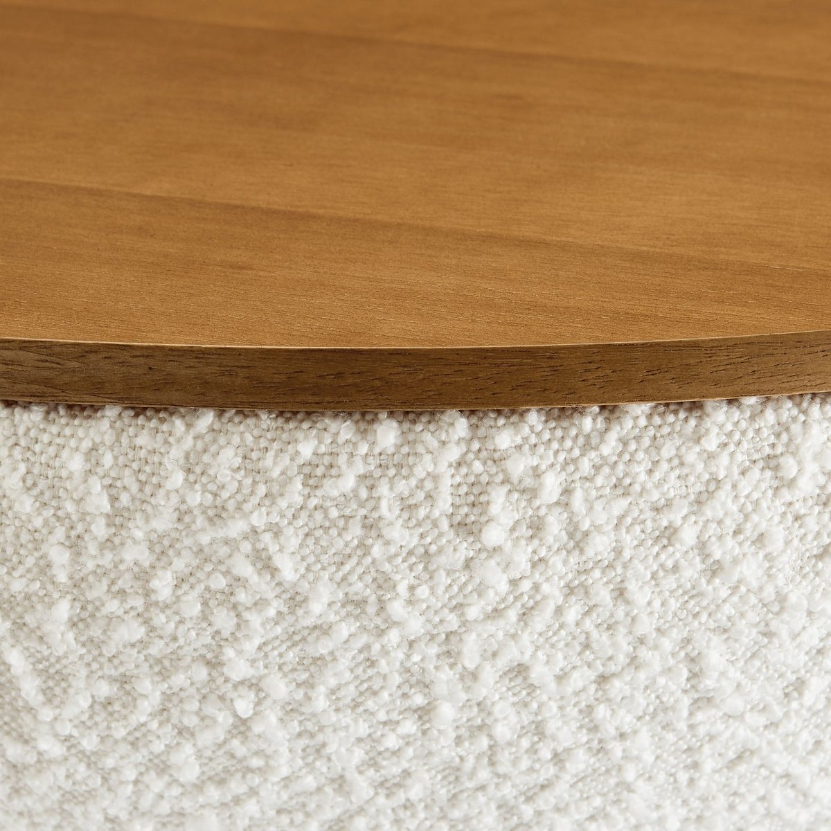 31 Inch Round Boucle Upholstered Storage Coffee Table in Natural Ivory - Coffee Tables available at Alpine Outlets in Denver