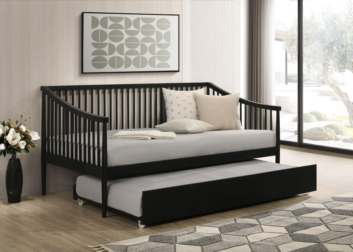 Delgado Windsor Twin Wood Daybed with Trundle, Black