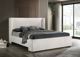 White Fabric Upholstered Eastern King Bed Frame