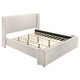 White Fabric Upholstered Eastern King Bed Frame