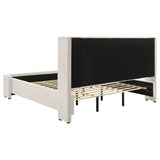 White Fabric Upholstered Eastern King Bed Frame