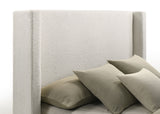 White Fabric Upholstered Eastern King Bed Frame