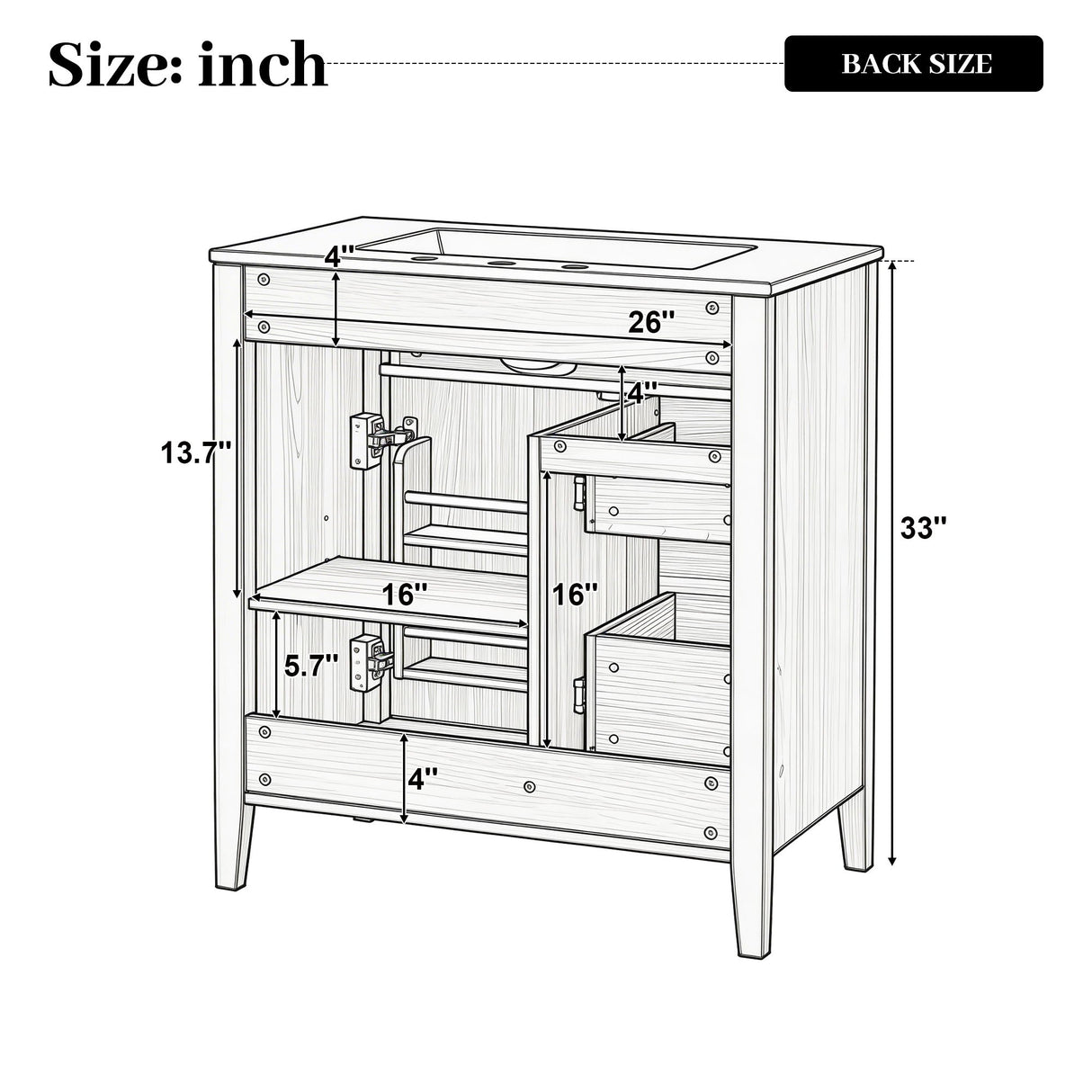 Bathroom Vanity With Sink, Soft Closing Cabinet