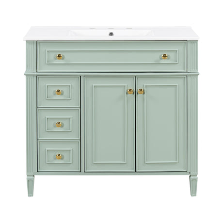 Bathroom Vanity With Sink, 3 Drawers & 2 Doors