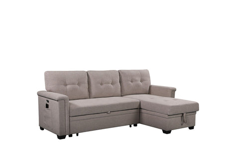 Nathan - Reversible Sleeper Sectional Sofa With Storage Chaise, USB Charging Ports And Pocket - Sleeper Sectionals - Alpine Outlets