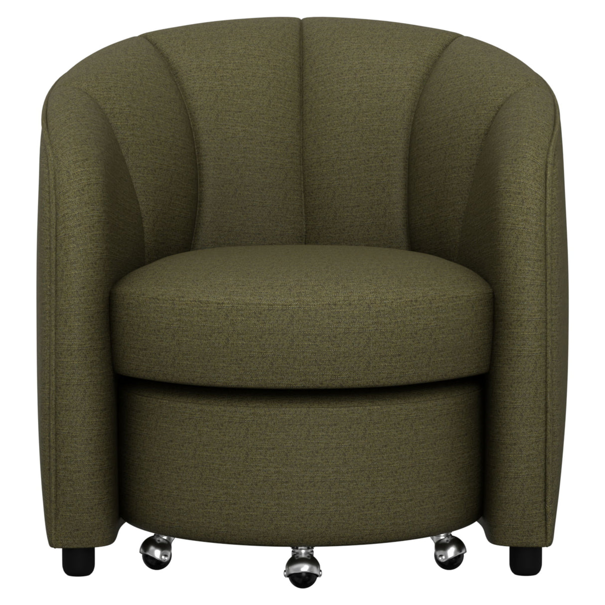 Barrel Chair With Nesting Ottoman - Forest Green