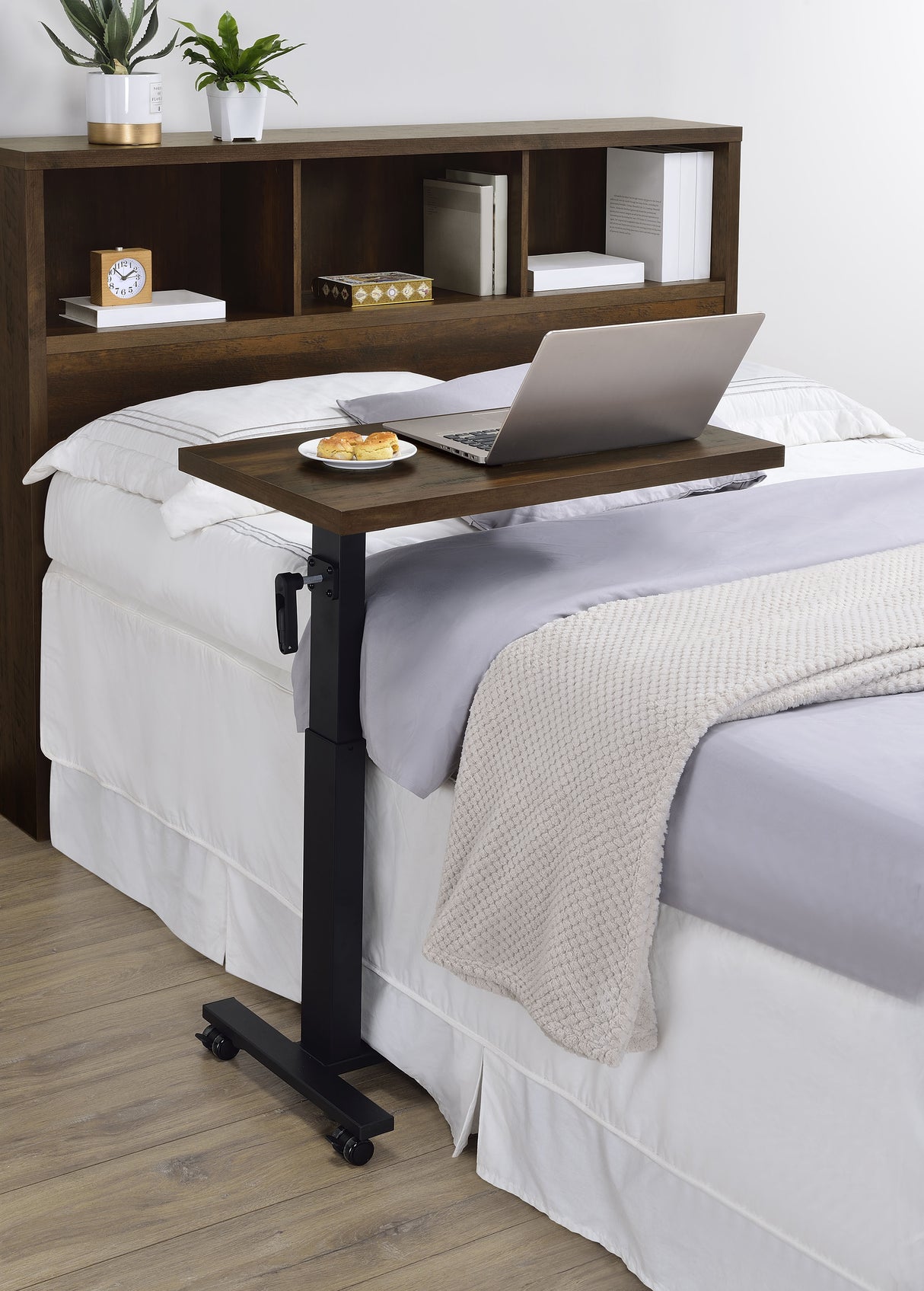 Westpark Height Adjustable Mobile C-Table, Dark Pine