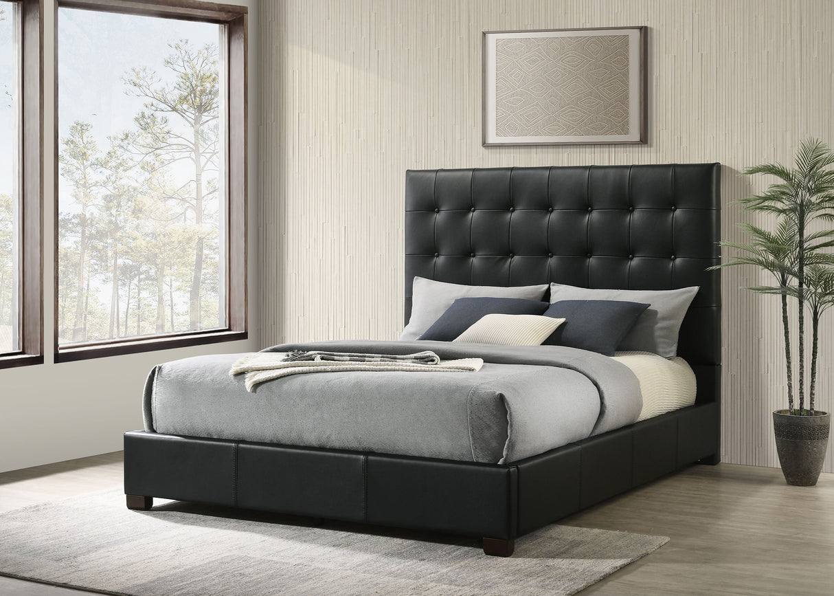 Medley Genuine Leather Queen Platform Bed Black