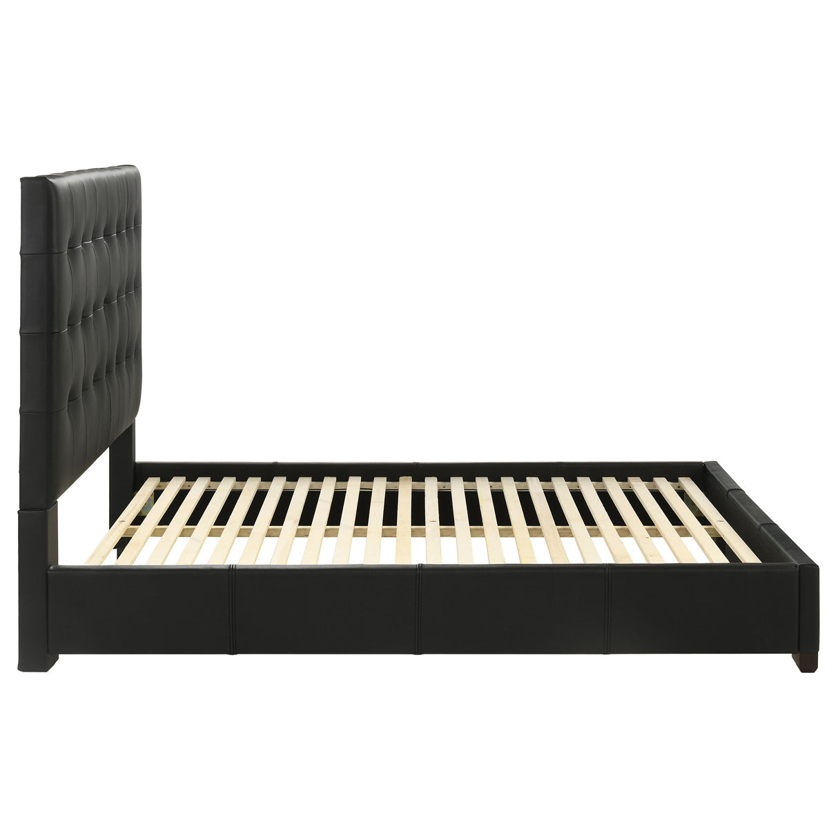Medley Genuine Leather Queen Platform Bed Black