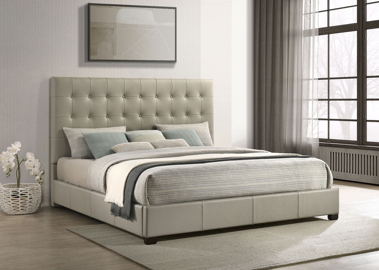Medley Genuine Leather Eastern King Platform Bed in Tan