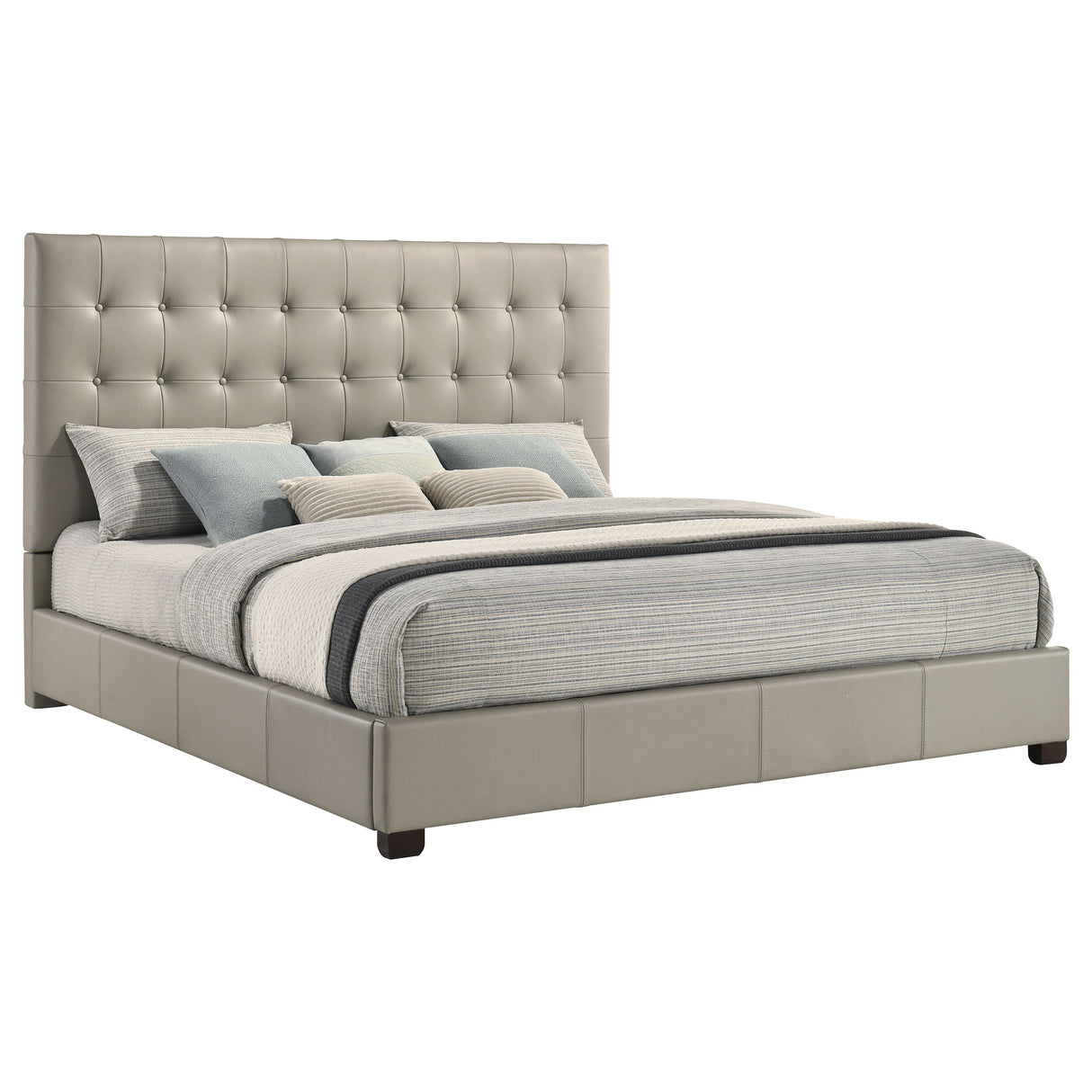 Medley Genuine Leather Eastern King Platform Bed in Tan