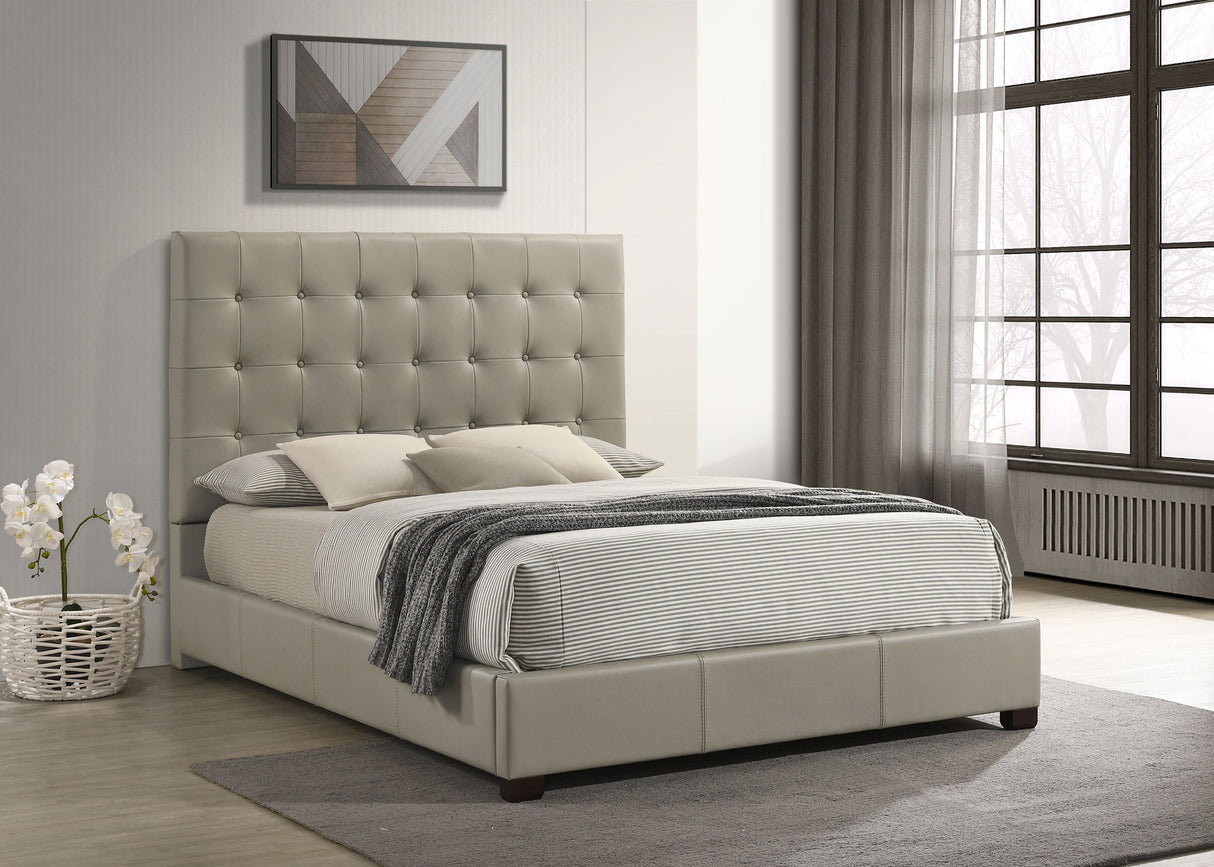 Medley Genuine Leather Queen Platform Bed in Tan