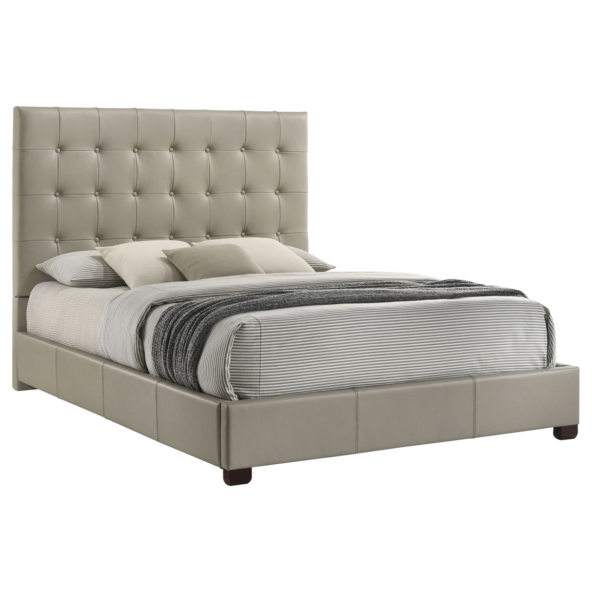 Medley Genuine Leather Queen Platform Bed in Tan