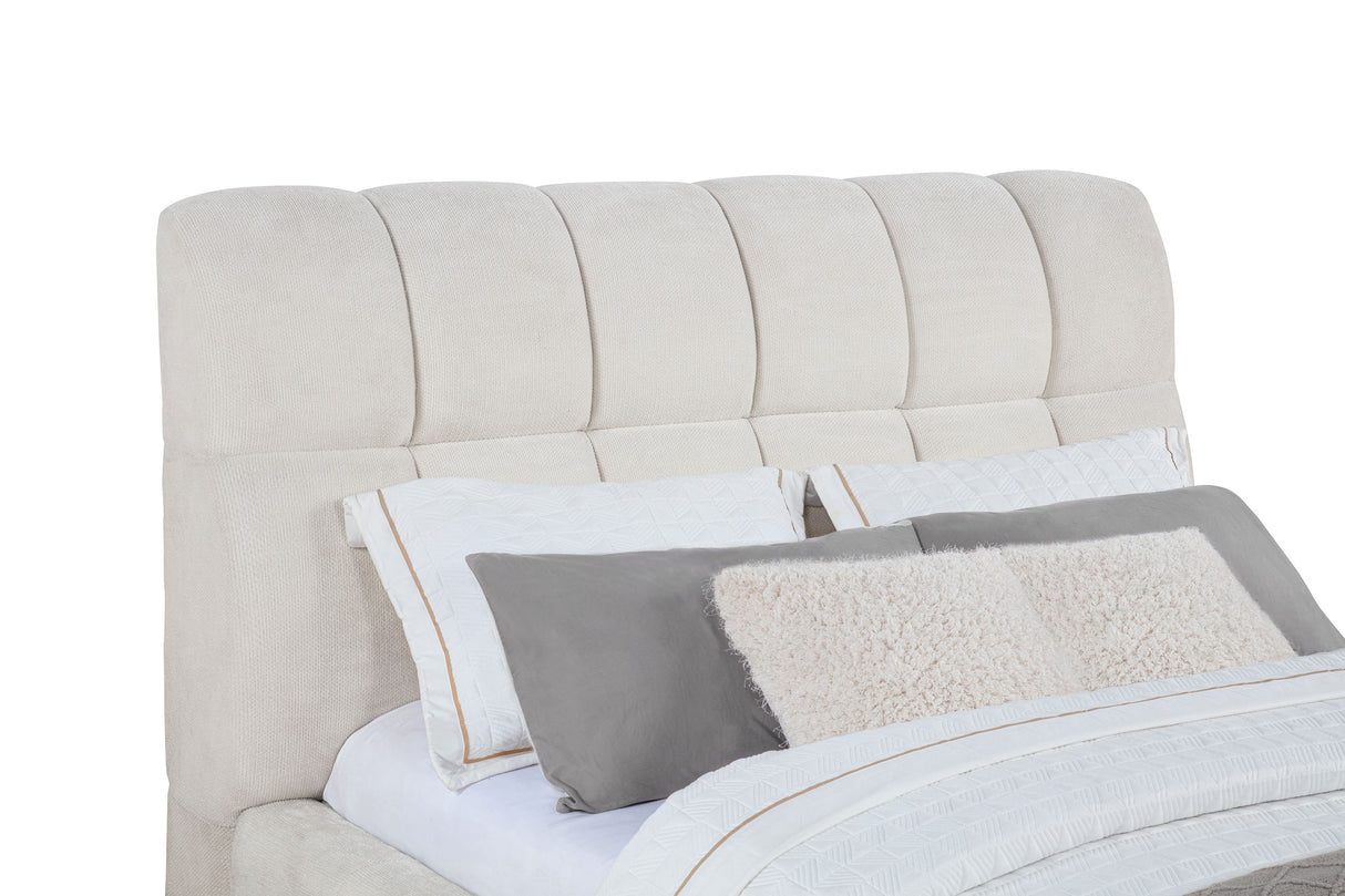 Nollet 48-Inch Upholstered Queen Platform Bed in Cream