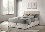 Reeves Beige Upholstered Full Lift-Top Storage Platform Bed